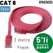 5 adet 3 Metre IRENIS CAT6 Kablo Yassı Ethernet Network Lan Ağ Kablosu thumbnail 9