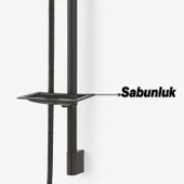 Siyah Sürgülü Duş Seti Kare Başlıklı Düğmeli El Duşu Hortumu Tutacağıyla Modern Lüks Banyo Takımı thumbnail 3