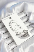 316L Çelik Yıldız Figürlü Ve Zirkon Taşlı Gümüş Renk 7'li Çift Kadın Küpe Set - TJ-BKP10636 - 1