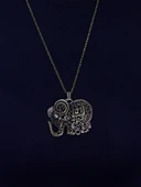 Doğal Taş Labradorit Doğal Taşlı Fil Modelli Antik Kadın Kolye euk43lbt thumbnail 3