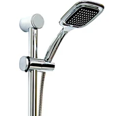 Sürgülü Duş Seti Krom Kaplama Şeffaf Sabunluklu Ayarlanabilir Yükseklikli Lüks Banyo Duş Takım thumbnail 5