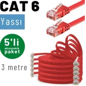 5 adet 3 Metre IRENIS CAT6 Kablo Yassı Ethernet Network Lan Ağ Kablosu thumbnail 4