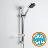 Sürgülü Duş Seti Krom Kaplama Şeffaf Sabunluklu Ayarlanabilir Yükseklikli Lüks Banyo Duş Takım thumbnail 1