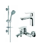 Creavit Solo Lavabo Banyo Batarya Seti ve SH425 Aria 5 Fonksiyonlu Sürgülü El Duş Seti Krom thumbnail 1