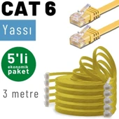 5 adet 3 Metre IRENIS CAT6 Kablo Yassı Ethernet Network Lan Ağ Kablosu thumbnail 1