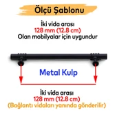 Mobilya Mutfak Çekmece Dolap Dolabı Kapak Kulbu Kulpu Kulpları (128 mm - 12.8 cm) Siyah Metal thumbnail 2