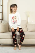 Kız Çocuk Ayıcık Baskılı %100 Pamuk İnterlok Kumaş Pijama Takımı 12347 thumbnail 11