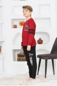 Erkek Çocuk Arkası Baskılı %100 Pamuk İnterlok Kumaş Pijama Takımı 12348 thumbnail 6