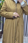 Kadın Tesettür Giyim Büyük Beden Fransız Boy Mevsimlik Trençkot thumbnail 7