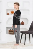 Erkek Çocuk Arkası Baskılı %100 Pamuk İnterlok Kumaş Pijama Takımı 12348 thumbnail 11