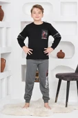 Erkek Çocuk Arkası Baskılı %100 Pamuk İnterlok Kumaş Pijama Takımı 12348 thumbnail 9