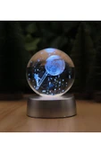 Ledli USB'li Plastik Standlı Merdivenle Aya Çıkan Astronot Temalı Küre Renkli RGB 3D Oda Gece Lamba thumbnail 1