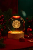 Ledli USB'li Ahşap Standlı Karahindiba Temalı Kristal Küre Gün Işığı 3D Oda Masa ve Gece Lambası thumbnail 1