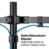 NPO STD5704B Basic 17"-32" VESA Yükseklik/Genişlik Ayarlı Kablo Yönetimli Dörtlü Monitör Tutucu thumbnail 5