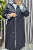 Kadın Tesettür Giyim Büyük Beden Fransız Boy Mevsimlik Trençkot thumbnail 11