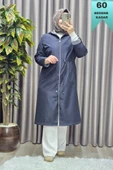 Kadın Tesettür Giyim Büyük Beden Fransız Boy Mevsimlik Trençkot thumbnail 1