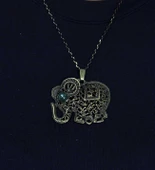 Doğal Taş Yeşil Akik Doğal Taşlı Fil Modelli Antik Kadın Kolye euk43ya thumbnail 2