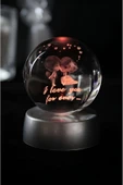 Ledli USB'li Plastik Standlı Sevgili Çiftler I Love You Forever Kristal Küre Renkli RGB Led 3D Lamba thumbnail 5