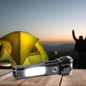 House Pratik HP71 Acil Durum El Feneri 4 Modlu Powerbank & Cam Kırma Çekici Type-C Şarjlı Siyah - 5