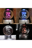 Ledli USB'li Plastik Standlı Sevgili Çiftler I Love You Forever Kristal Küre Renkli RGB Led 3D Lamba thumbnail 6