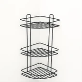 Siyah Vidalı 3 Katlı Köşe Şampuanlık Duş Rafı Metal Banyo Organizeri Paslanmaz Şampuan Sabunluk thumbnail 4