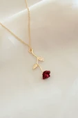 Kırmızı Gül Figürlü Kolye - TJ-BKO6392 - 1
