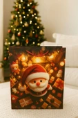 3 Boyutlu Büyük Noel Babalı Yılbaşı Temalı Hediye Paketi & Çanta & Poşet 40*30*12 cm - 2