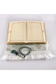 Seccade + Tesbih + Kuran Hediye Seti (orta Boy, Kadife, Koyu Yeşil) thumbnail 3