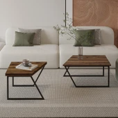 Verona İkili Orta Sehpa – Modern Tasarım Metal Ayaklı Sehpa Seti - 3