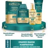 Bioxcin Keratin & Argan Onarıcı Şampuan 300ML + Keratin Argan Saç Bakım Yağı + Saç Kremi thumbnail 1