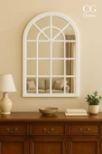 CG HOME Pencere Model, Ayna, Duvar Aynası, Salon Aynası, Dressuar Aynası, Ahşap Lake Boyalı, Beyaz thumbnail 1