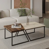 Verona İkili Orta Sehpa – Modern Tasarım Metal Ayaklı Sehpa Seti - 1