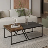 Verona İkili Orta Sehpa – Modern Tasarım Metal Ayaklı Sehpa Seti - 1