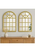 CG HOME Pencere Model, Ayna, Duvar Aynası, Salon Aynası, Dressuar Aynası, Ahşap Lake Boyalı Gold thumbnail 2