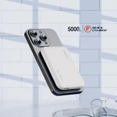 Polosmart PSM129 5000 mAh Kablosuz Powerbank 20W PD Hızlı Şarj Type-C Çıkışlı Magsafe Beyaz - 4