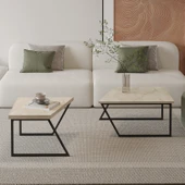 Verona İkili Orta Sehpa – Modern Tasarım Metal Ayaklı Sehpa Seti - 3