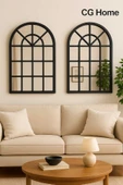 CG HOME Pencere Model, Ayna, Duvar Aynası, Salon Aynası, Dressuar Aynası, Ahşap Lake Boyalı, Siyah thumbnail 2