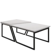 Verona İkili Orta Sehpa – Modern Tasarım Metal Ayaklı Sehpa Seti - 4