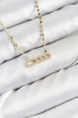 Pirinç Zirkon Taşlı Messika Model Ezme Zincir Gold Renk Kadın Kolye - TJ-BKO10391 - 1