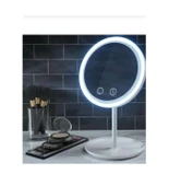 Masa Üstü Beyaz Makyaj Aynası Dokunmatik Led Işıklı Usb Li Yuvarlak Masa Üstü Makyaj Aynası Ledli thumbnail 1