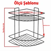 Siyah İki Katlı Vidalı Duş Şampuanlık Köşe Rafı Banyo Organizeri Askılı Şampuanlık Düzenleyici thumbnail 3