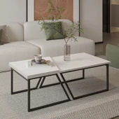 Verona İkili Orta Sehpa – Modern Tasarım Metal Ayaklı Sehpa Seti - 1