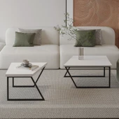 Verona İkili Orta Sehpa – Modern Tasarım Metal Ayaklı Sehpa Seti - 3