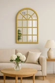 CG HOME Pencere Model, Ayna, Duvar Aynası, Salon Aynası, Dressuar Aynası, Ahşap Lake Boyalı Gold thumbnail 1