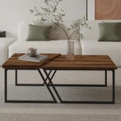 Verona İkili Orta Sehpa – Modern Tasarım Metal Ayaklı Sehpa Seti - 2