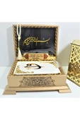 Isimli Kadife Kuranı Kerim Gold Sandık (BEYAZ) Hafız Boy (14*20 CM) Ayraç,tesbih Seti thumbnail 1