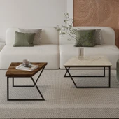 Verona İkili Orta Sehpa – Modern Tasarım Metal Ayaklı Sehpa Seti - 3