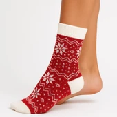 Kadın Düz Soket Premium ,İz Yapmaz,Pamuklu, Kalın ve Sıcak Tutan Noel Temalı Tekli Çorap,Plus Scorpion thumbnail 3