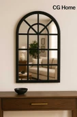 CG HOME Pencere Model, Ayna, Duvar Aynası, Salon Aynası, Dressuar Aynası, Ahşap Lake Boyalı, Siyah thumbnail 6
