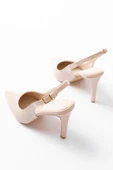 ST-1153 Bej Rugan Günlük Arkası Açık 9 cm Topuklu Kadın Ayakkabı thumbnail 6